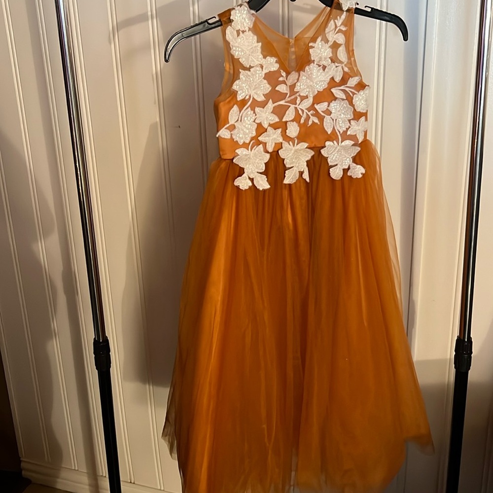 Flower girl burt orange dress